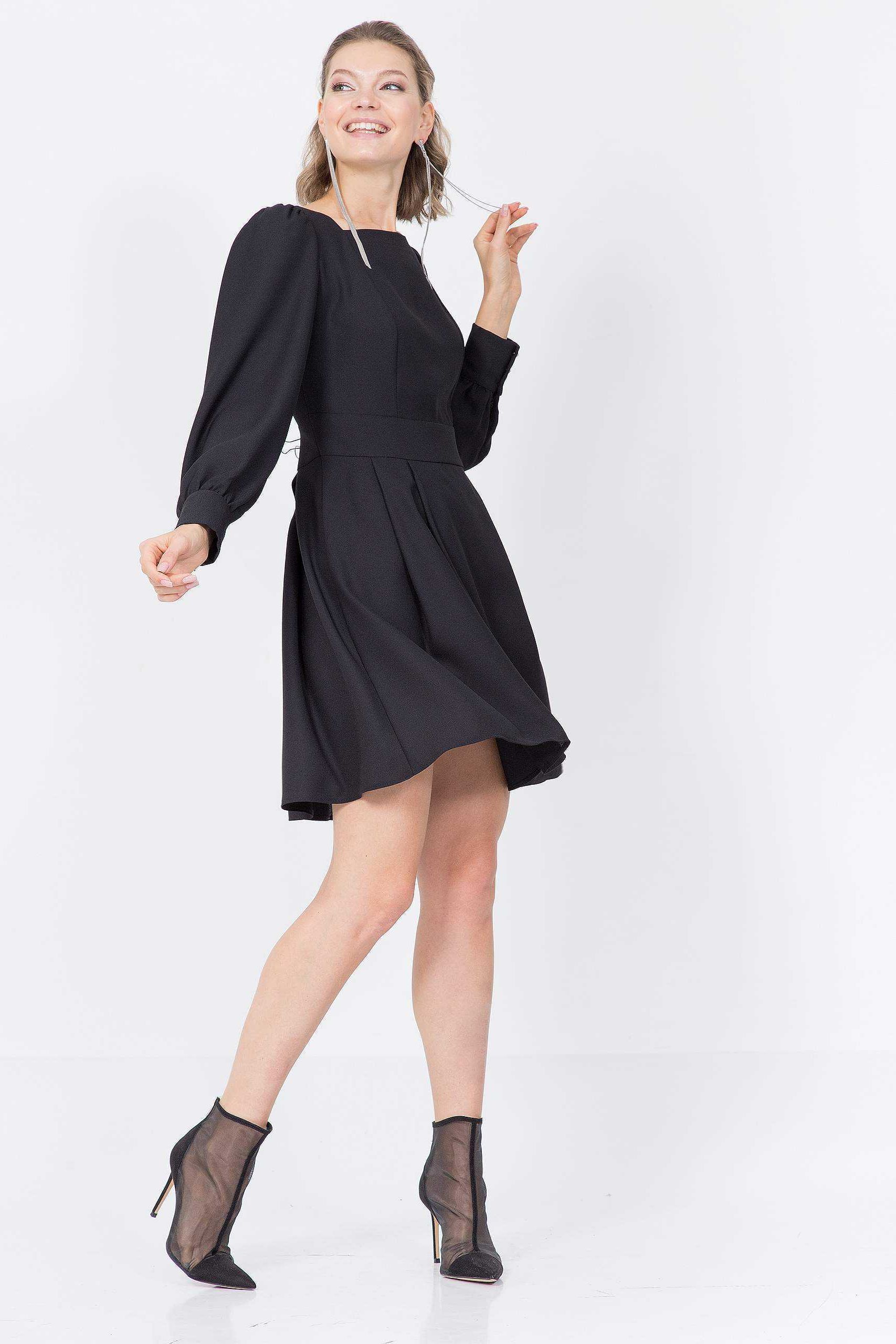 Короткое чёрное платье из крепа Priz(фото3)