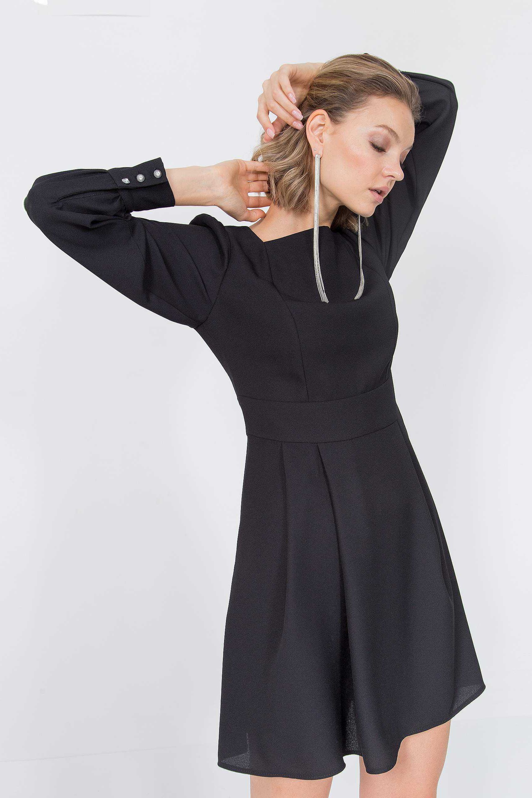 Короткое чёрное платье из крепа Priz(фото4)