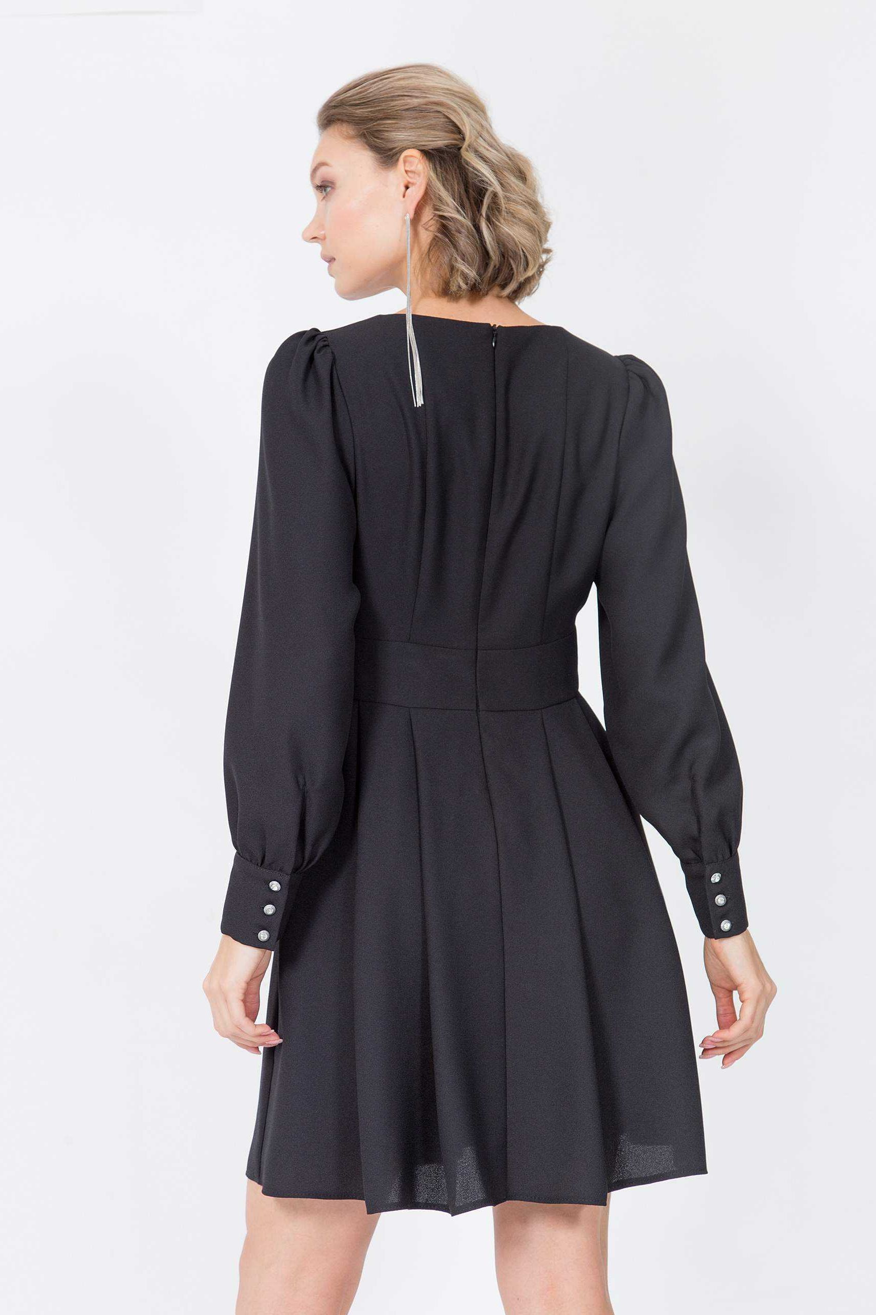 Короткое чёрное платье из крепа Priz(фото5)