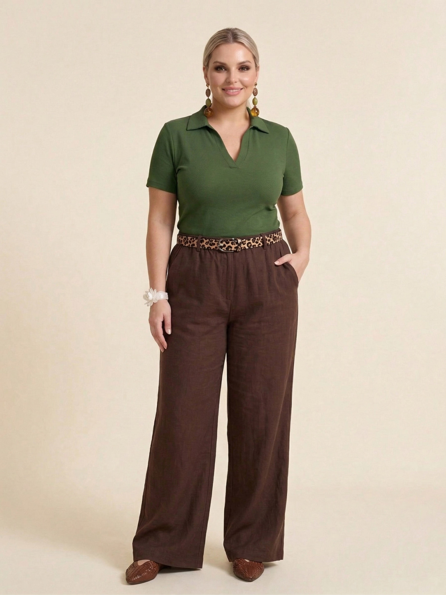 Брюки шоколадного цвета с карманами Agata(фото3)