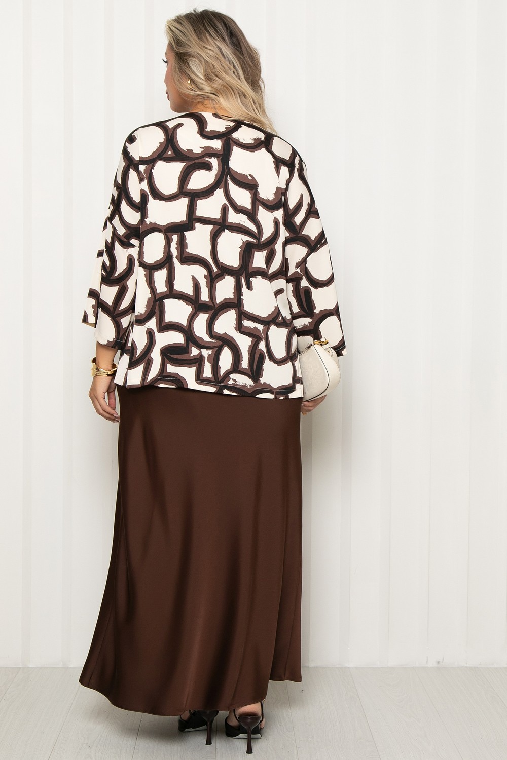 Юбка-макси из шёлка шоколадного цвета Agata(фото5)