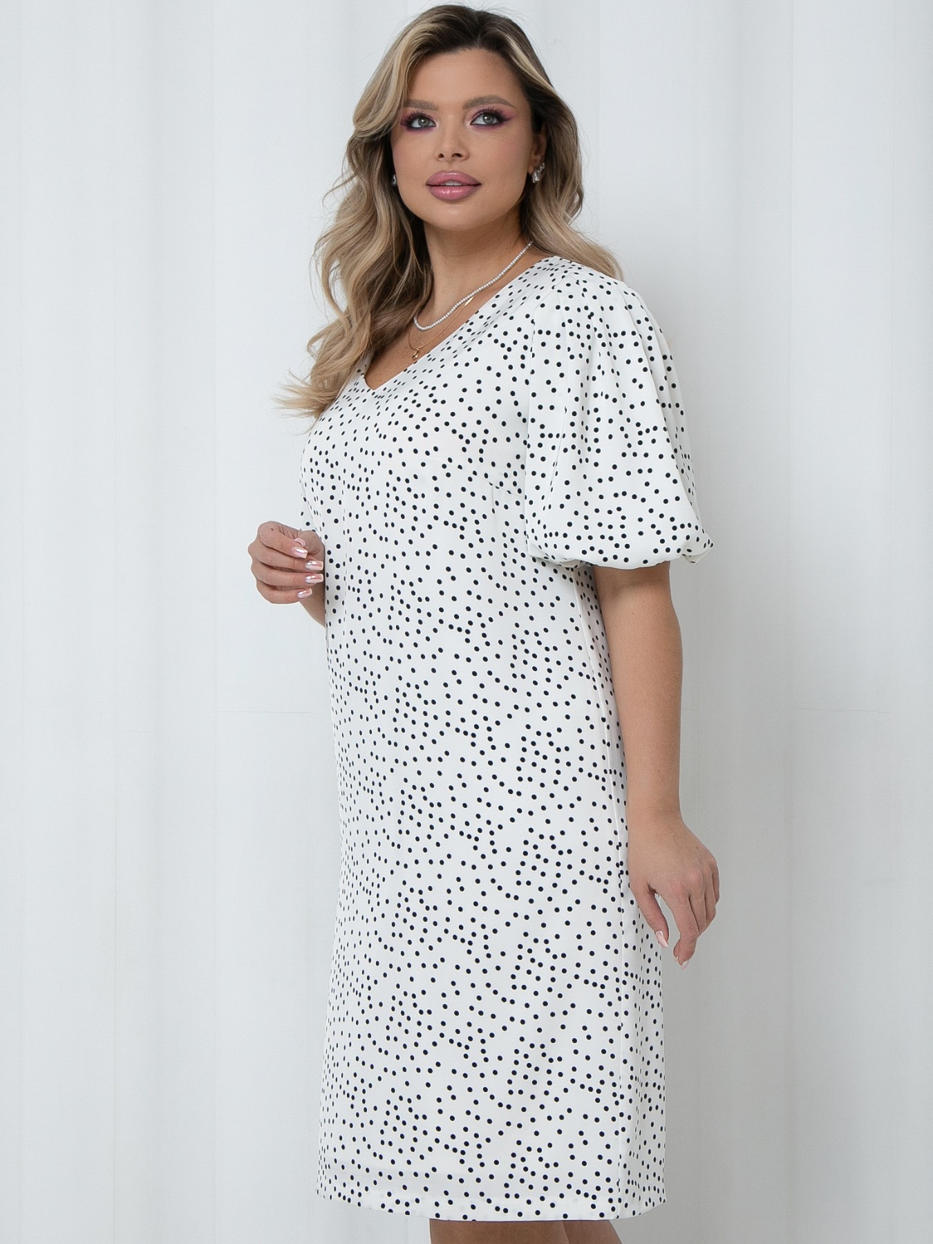 Платье миди белое в горошек Agata(фото4)