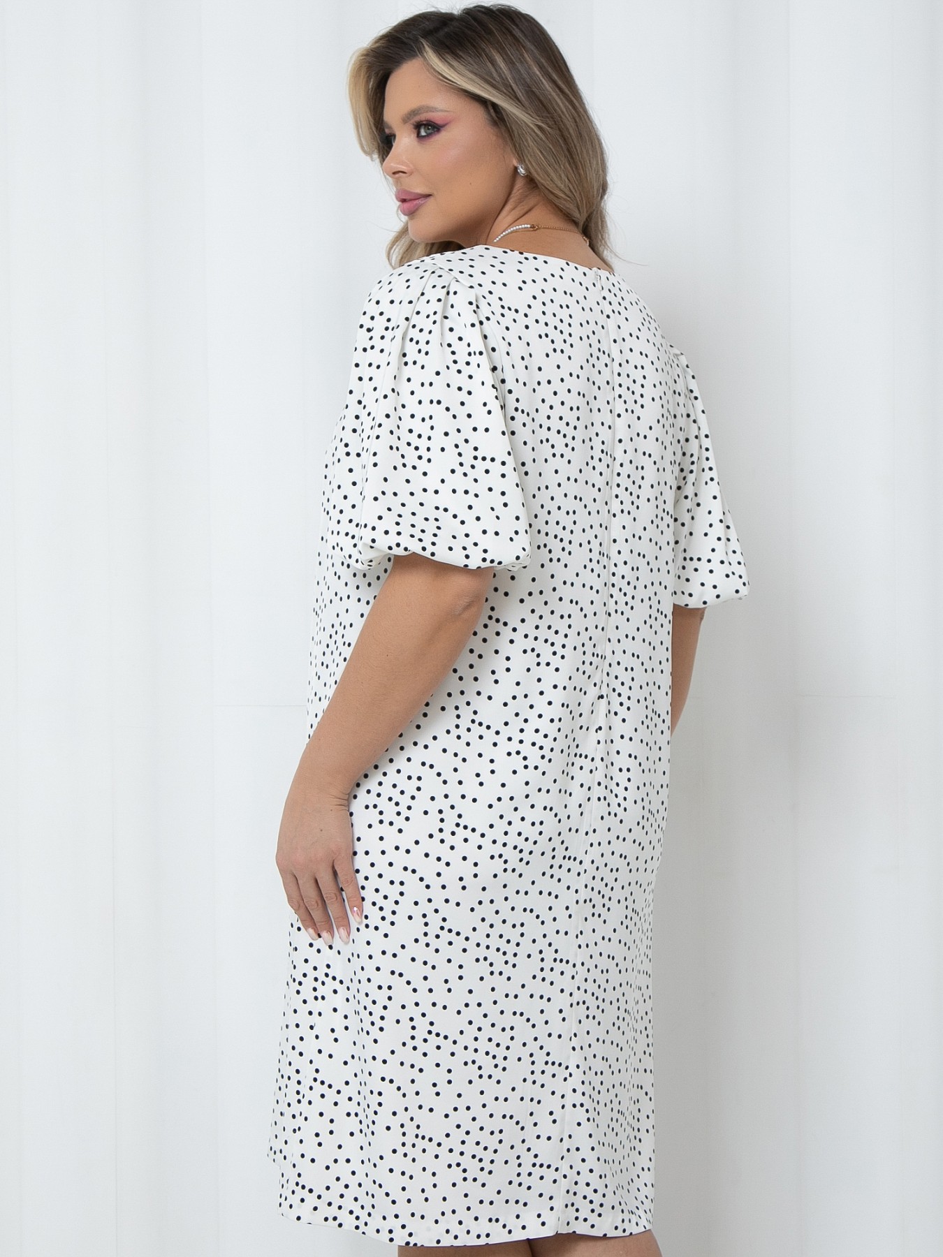 Платье миди белое в горошек Agata(фото6)