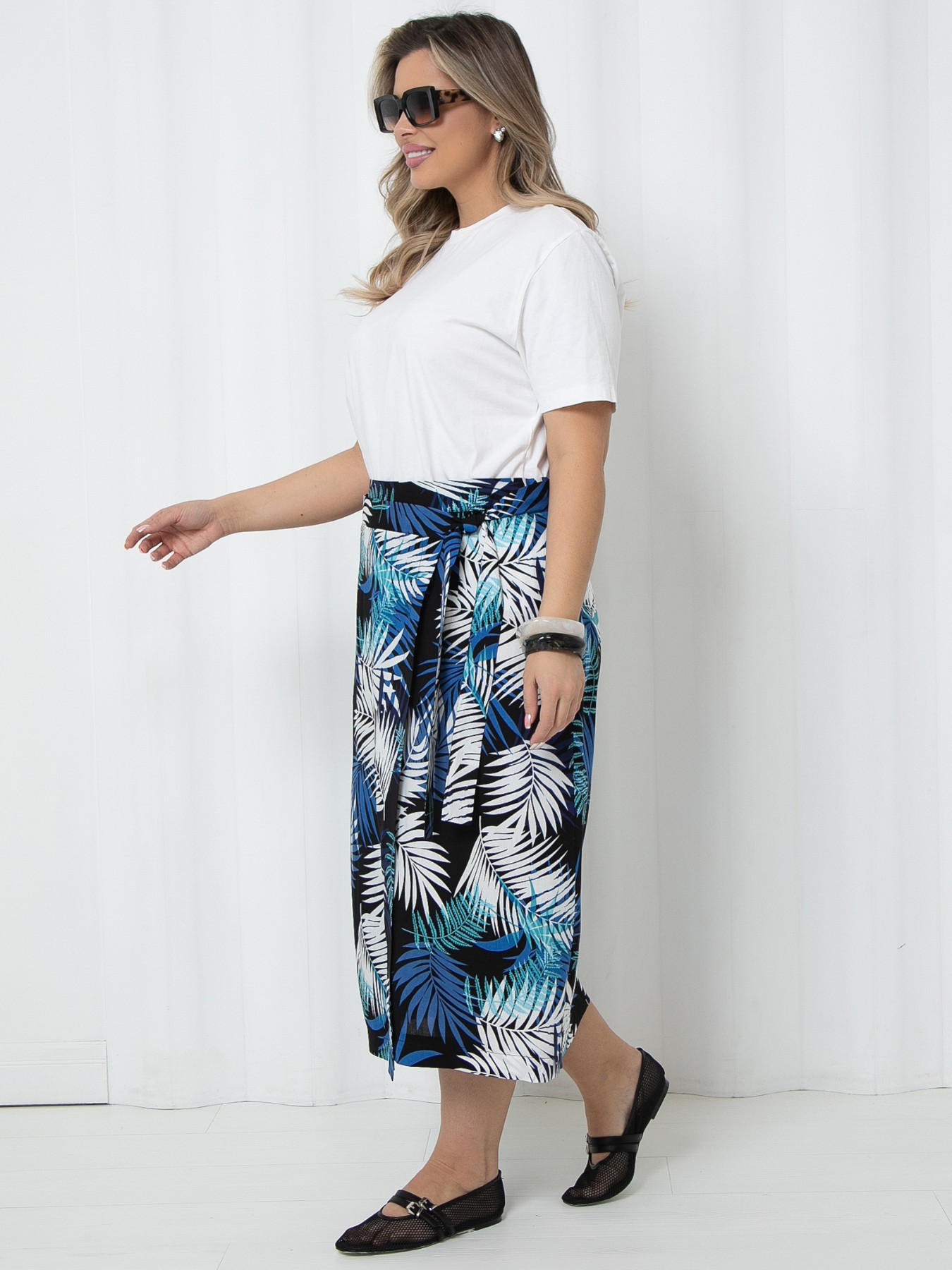 Юбка макси чёрная с тропическим принтом Agata(фото4)