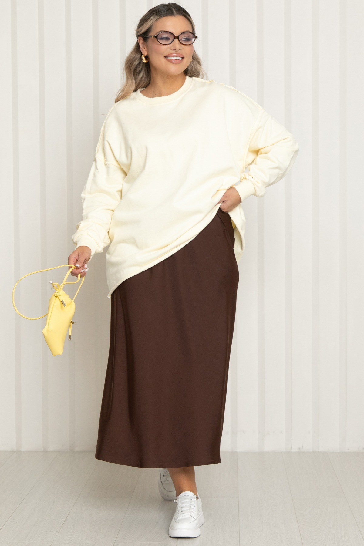 Юбка-макси из шёлка шоколадного цвета Agata(фото2)