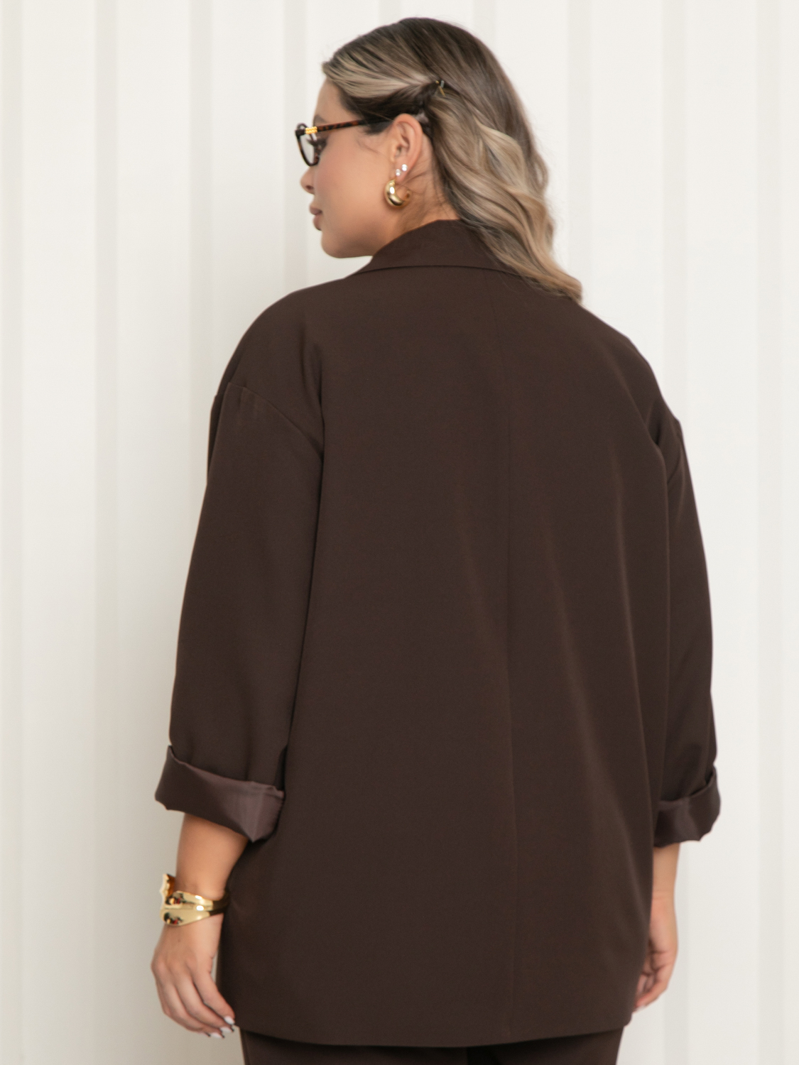 Жакет оверсайз с карманами в шоколадном цвете Agata(фото7)