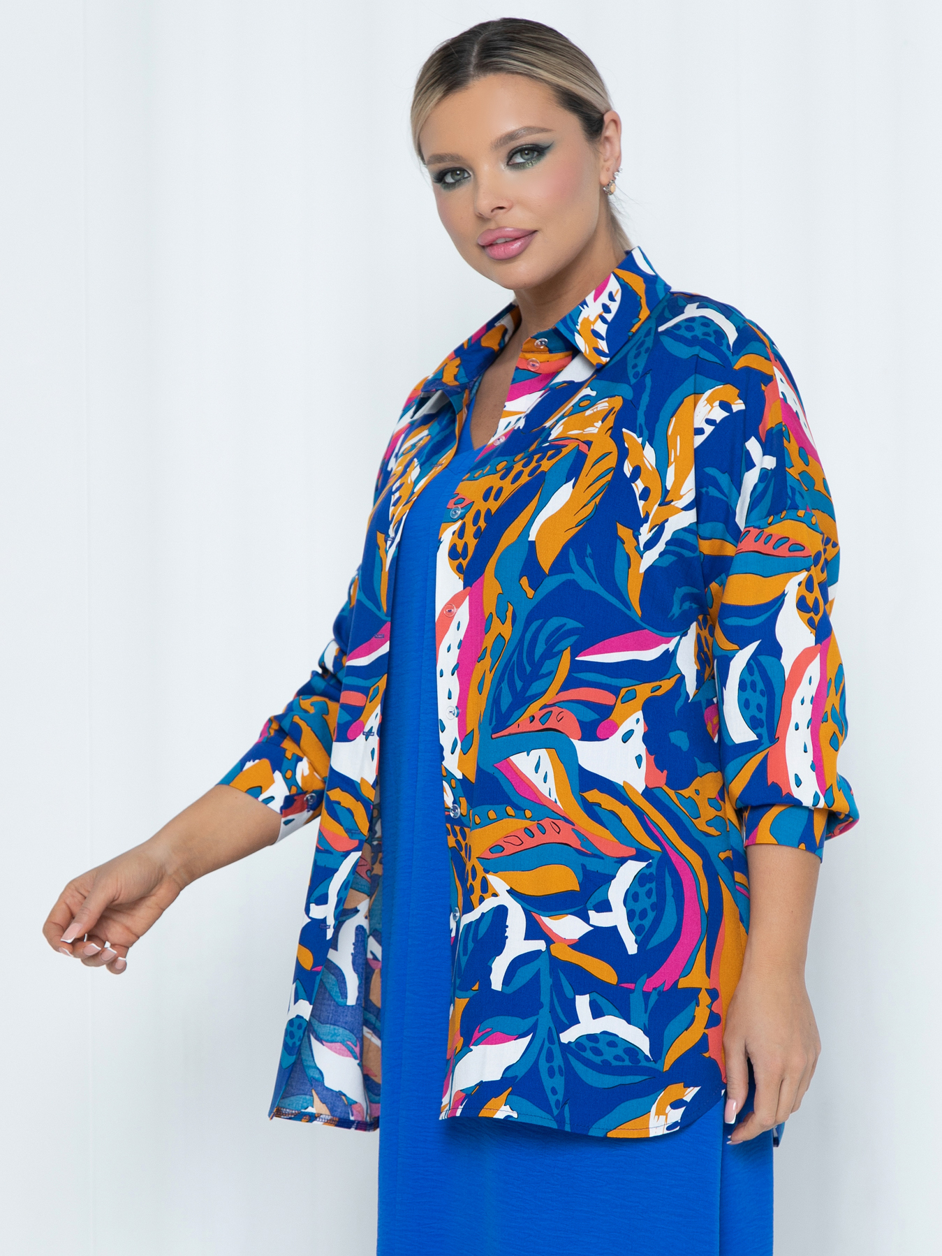 Рубашка синяя с принтом Agata(фото5)