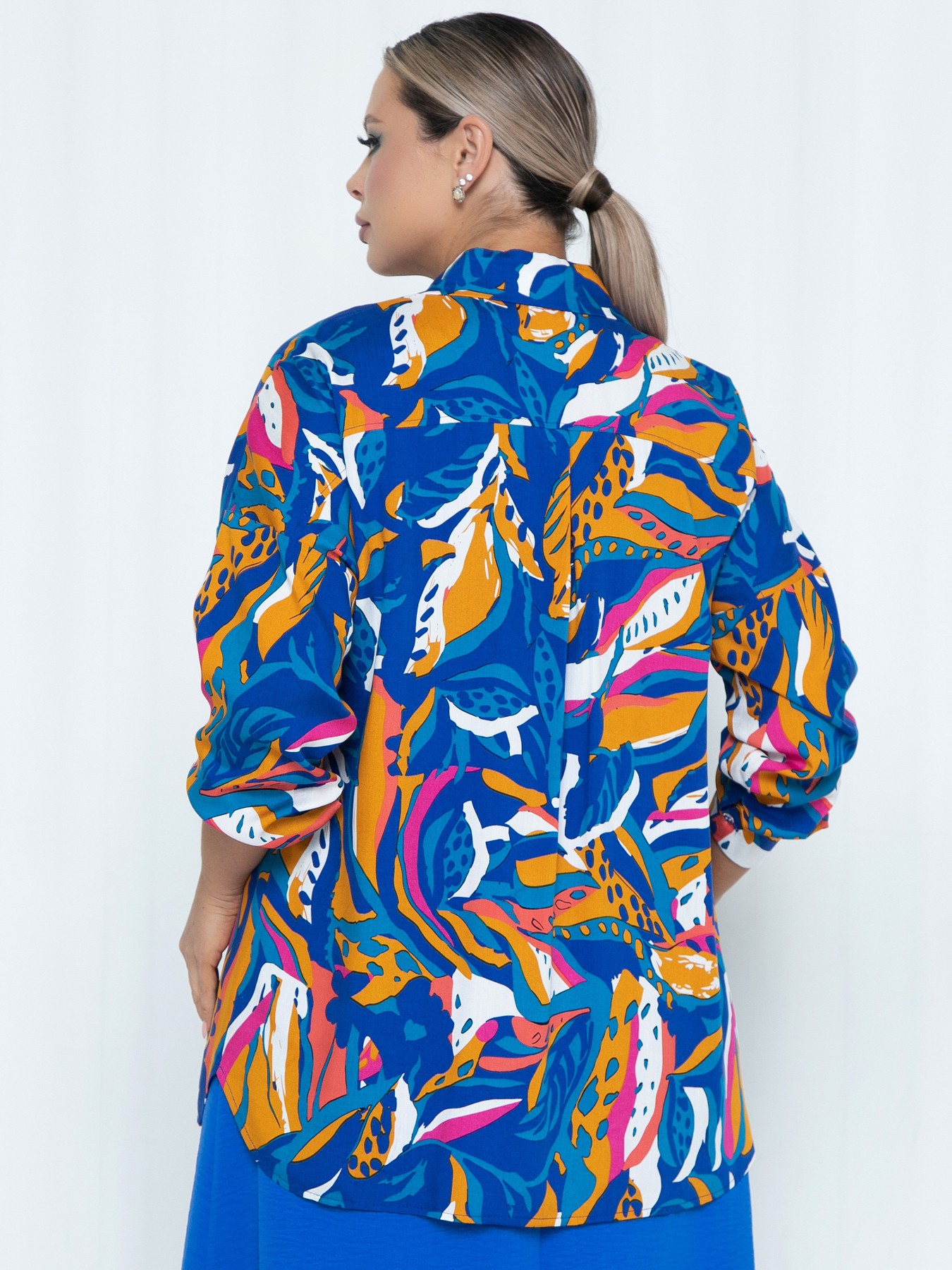 Рубашка синяя с принтом Agata(фото6)