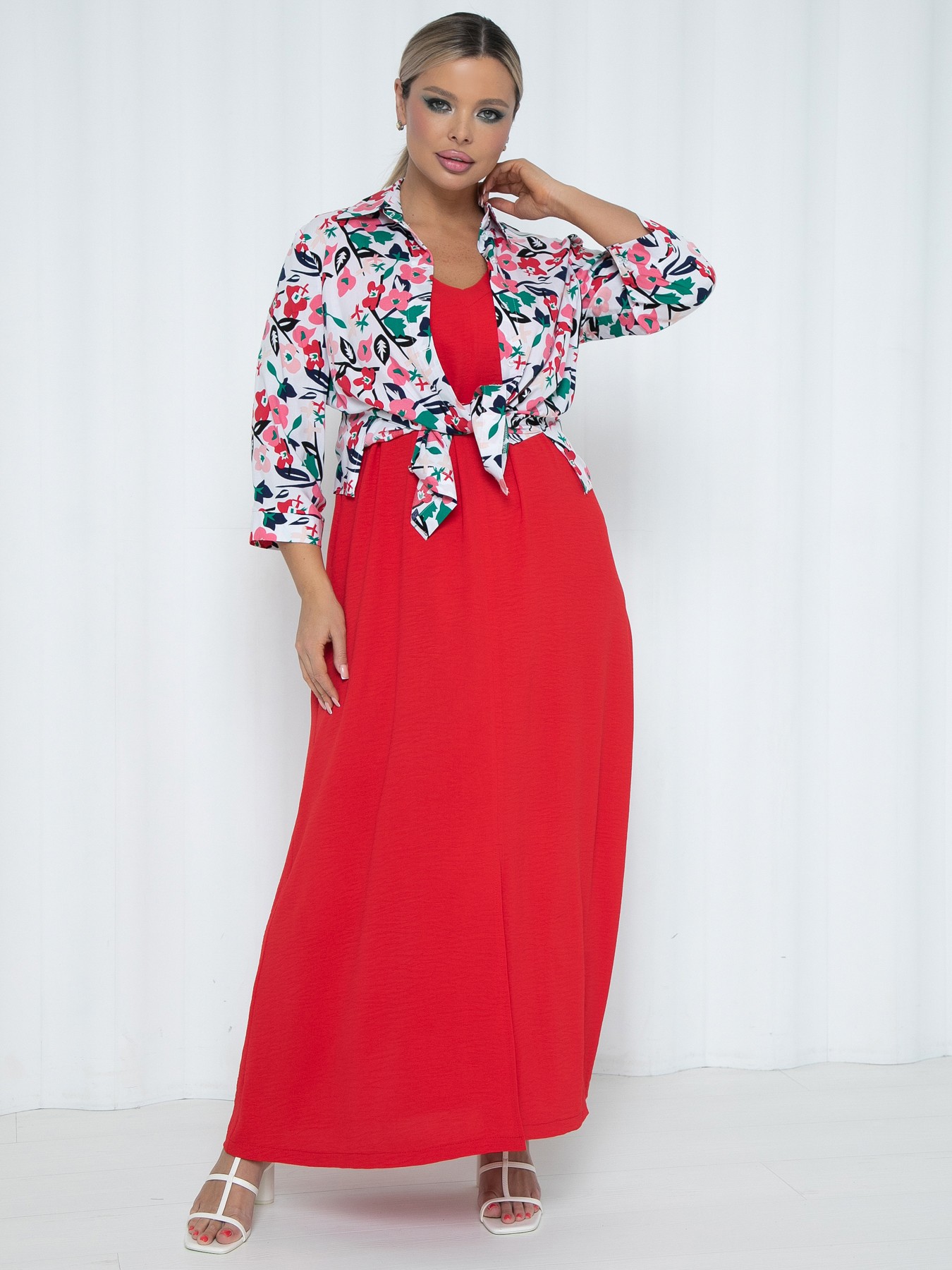 Сарафан длинный в красном цвете Agata(фото2)
