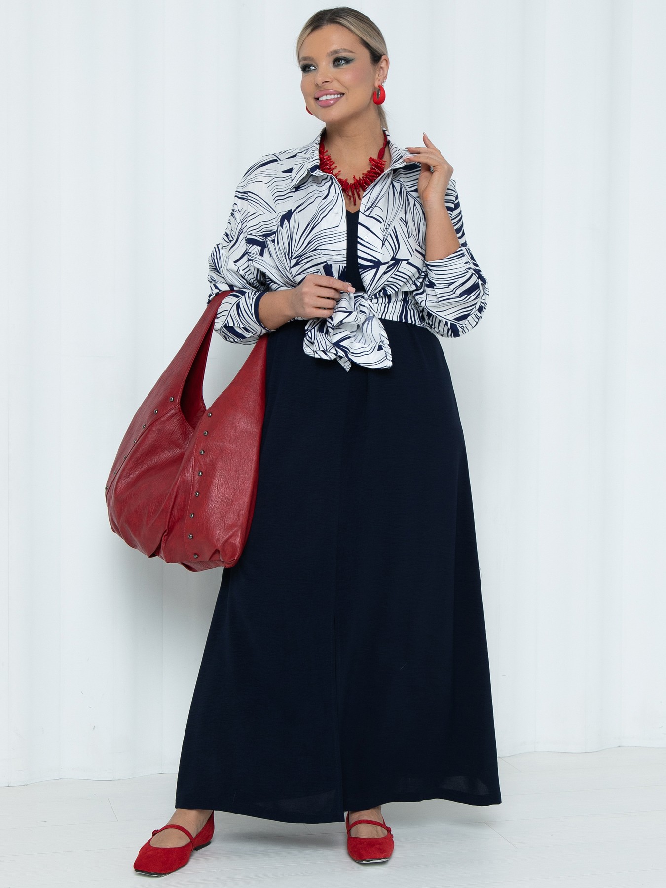 Рубашка бело-синяя женская Agata(фото7)