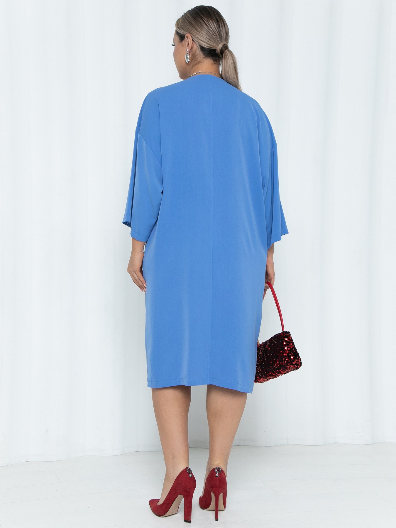 Платье голубого цвета с поясом Agata(фото7)