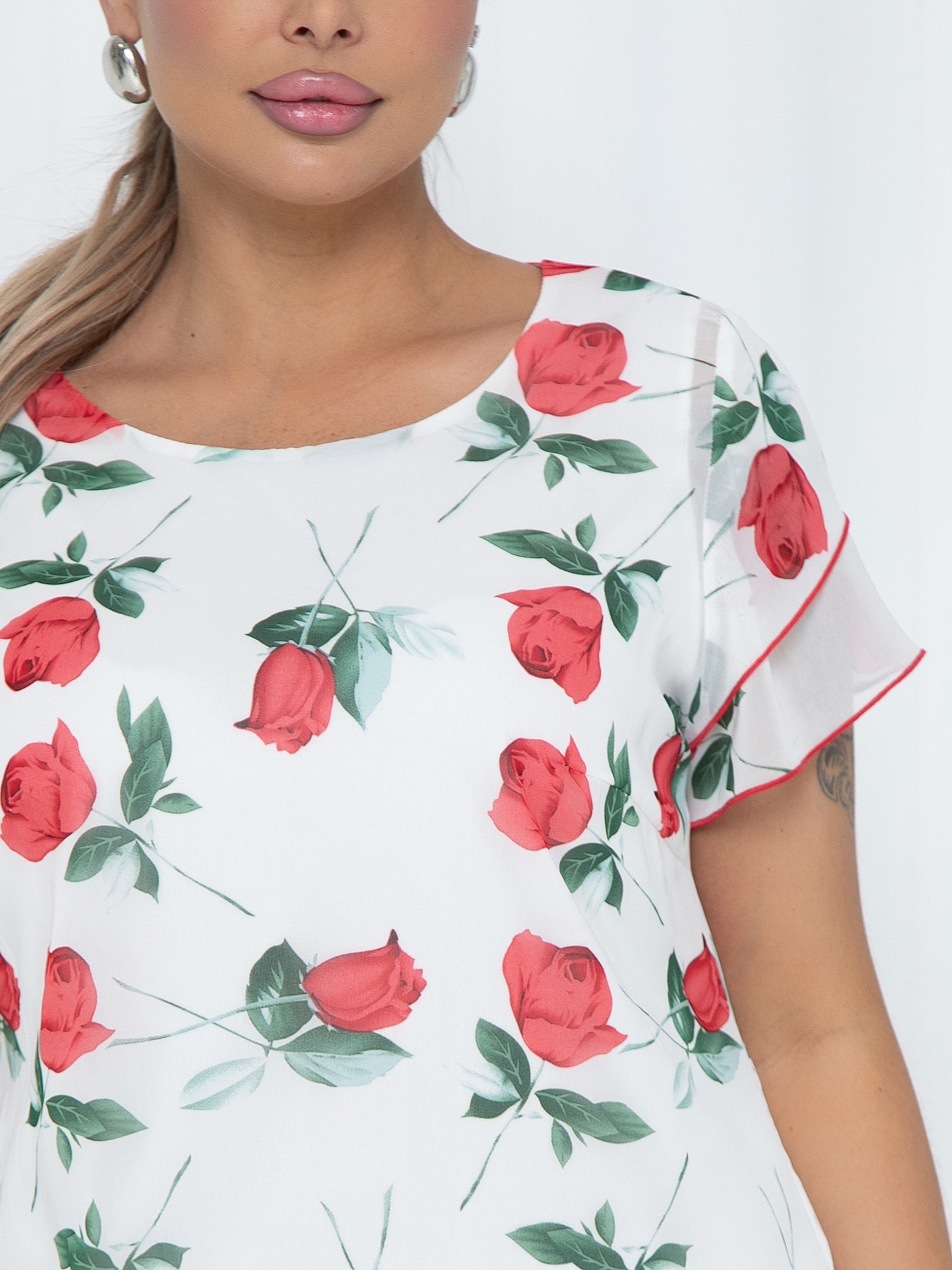 Платье шифоновое белое с цветочным принтом Agata(фото3)