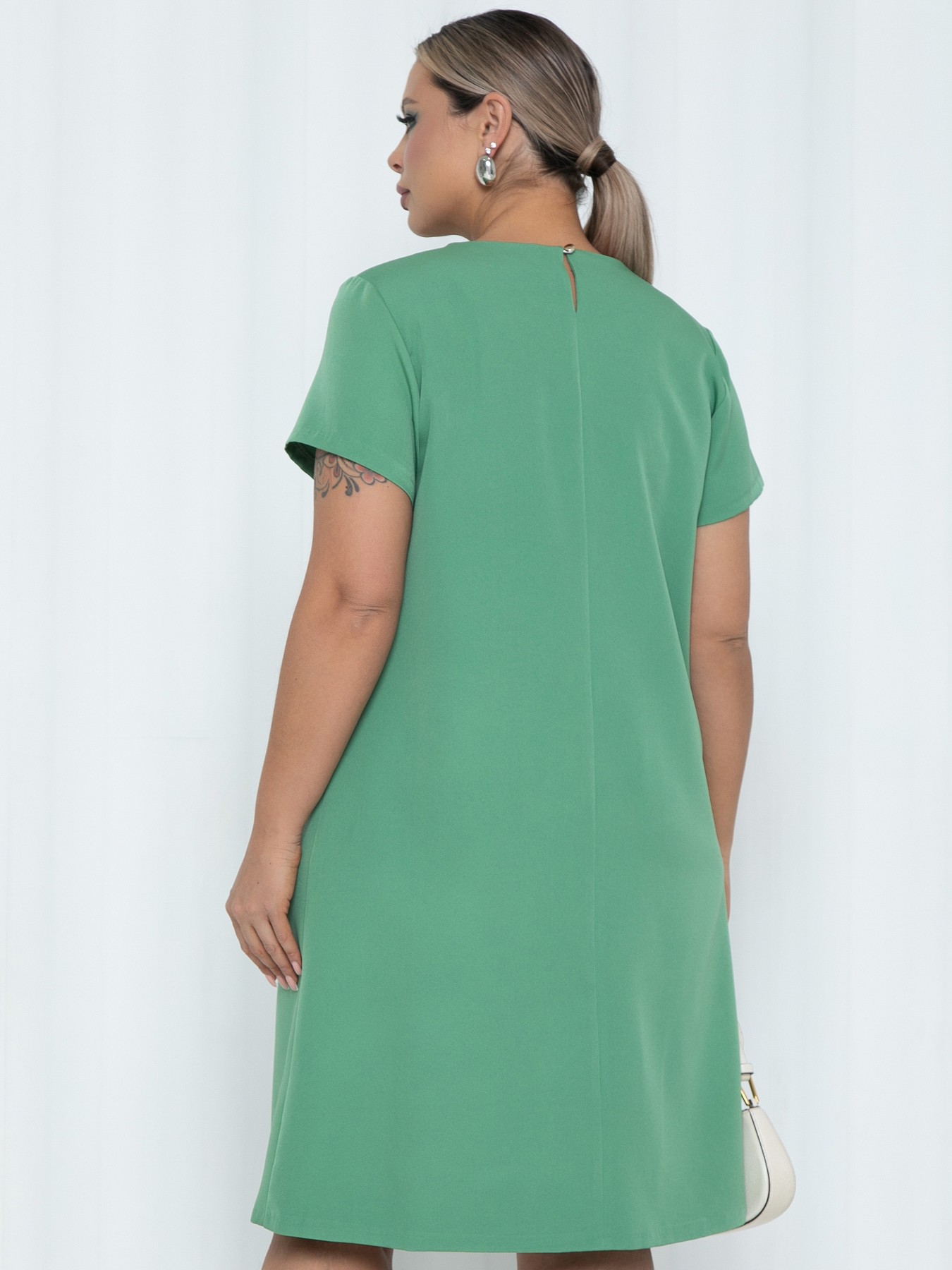 Платье А-силуэта зелёное с декором бантики Agata(фото5)