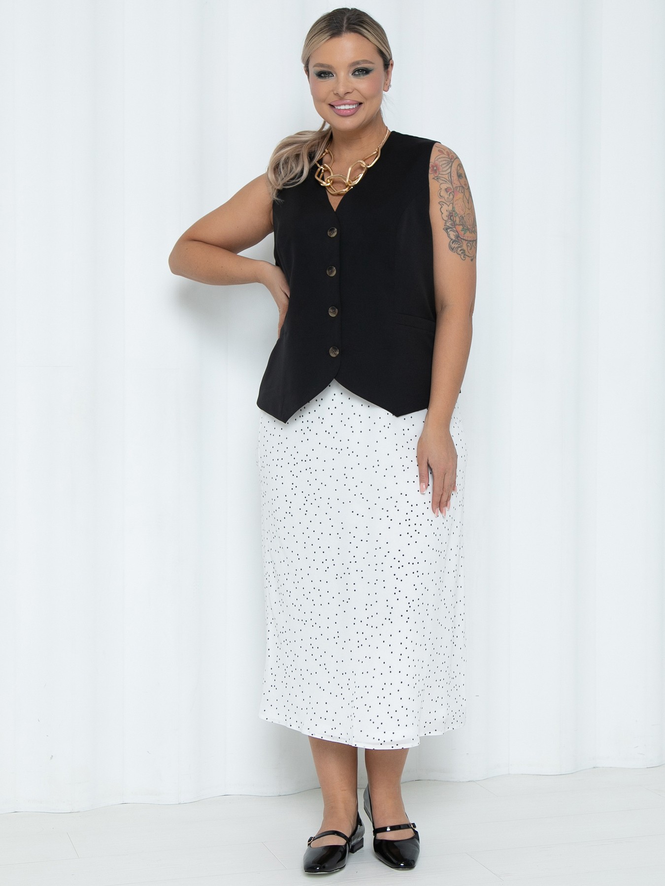 Юбка белая в горошек из шифона Agata(фото2)