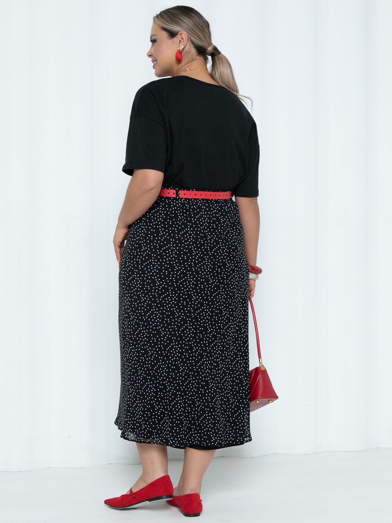 Юбка чёрная в горошек из шифона Agata(фото5)