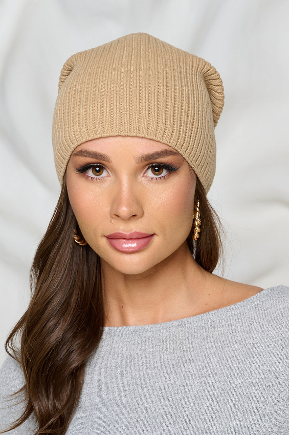 Шапка универсальная в светло-бежевом цвете Bellovera(фото2)