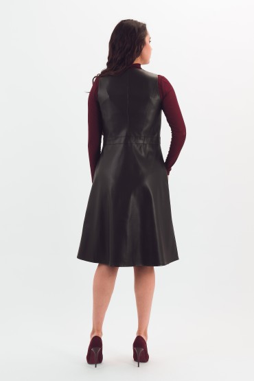 Сарафан чёрный из эко-кожи Braslava(фото4)