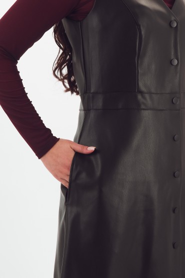 Сарафан чёрный из эко-кожи Braslava(фото3)