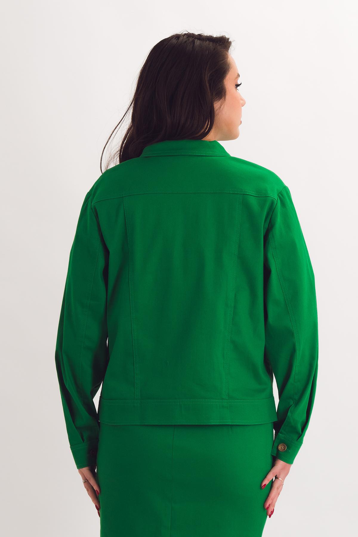 Жакет укороченный ярко-зелёный в джинсовом стиле Braslava(фото7)