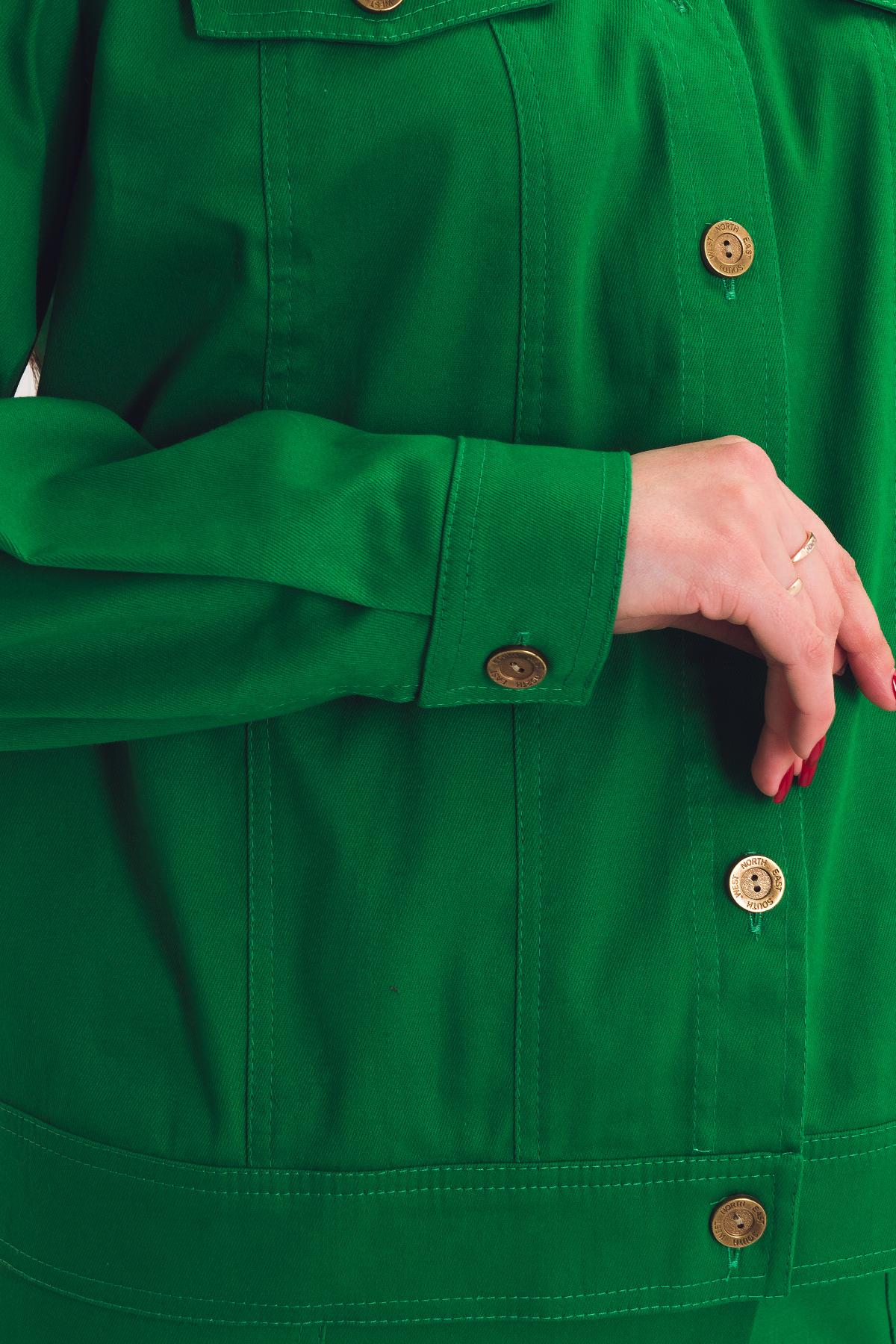 Жакет укороченный ярко-зелёный в джинсовом стиле Braslava(фото6)