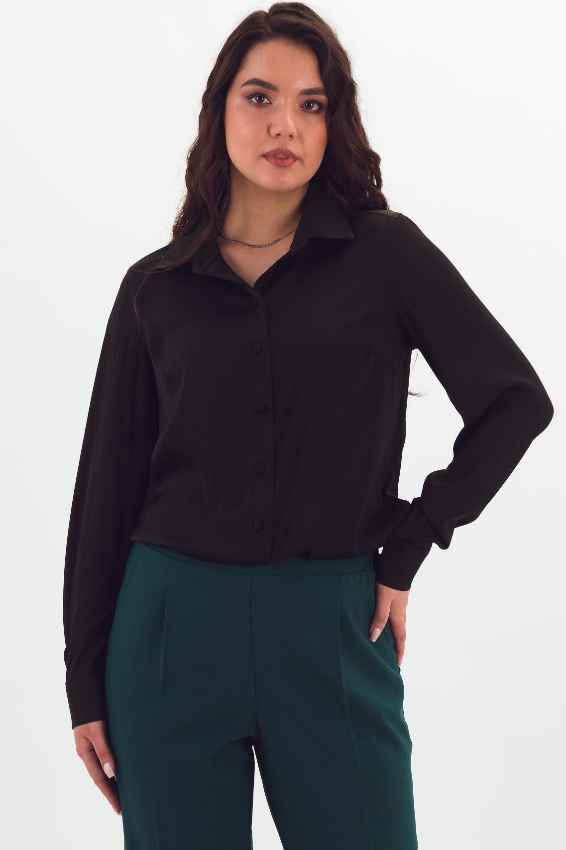 Рубашка чёрная однотонная 111163 Braslava