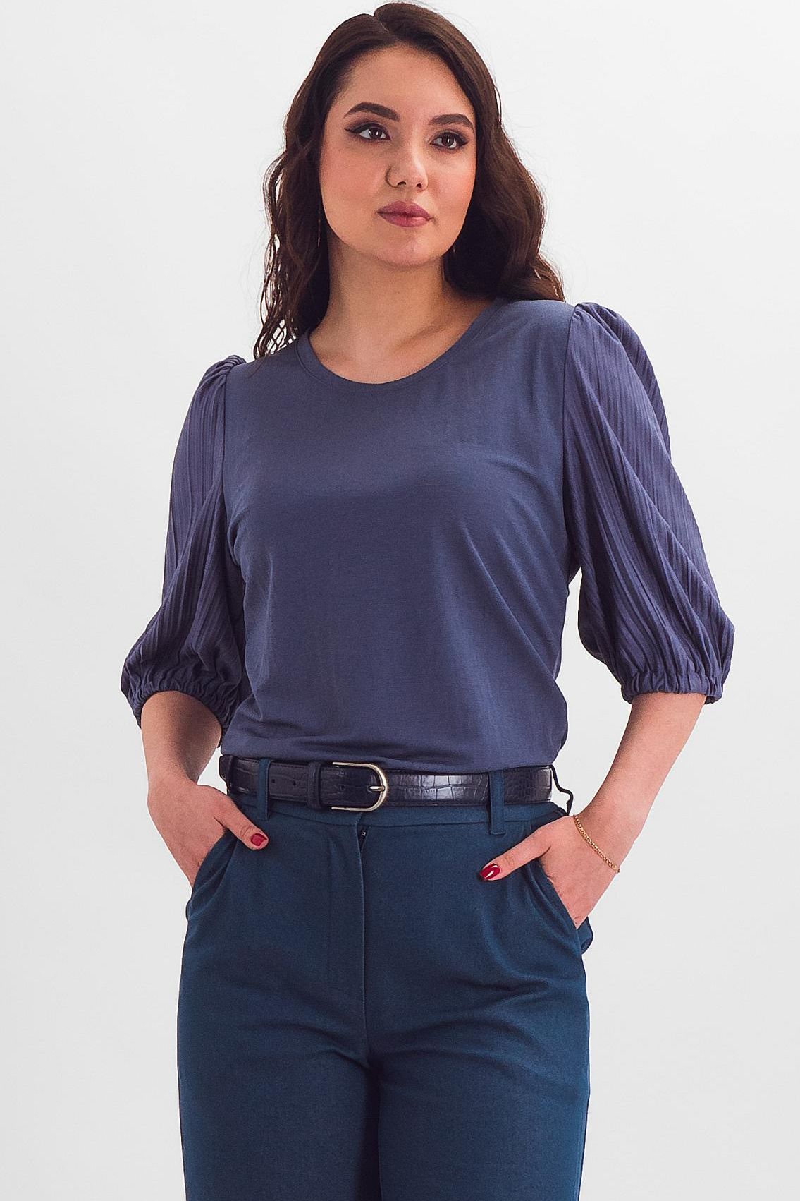 Блузка светло-синяя из трикотажа Braslava