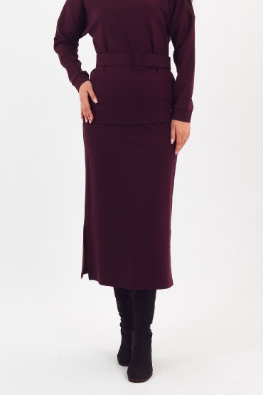 Юбка трикотажная тёмно-бордовая Braslava(фото2)
