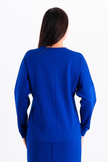 Джемпер трикотажный ярко-синий с поясом Braslava(фото5)