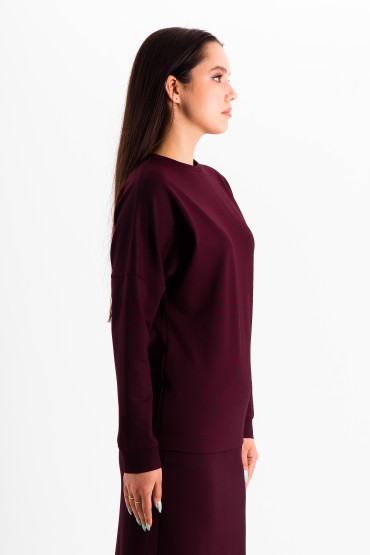 Джемпер трикотажный тёмно-бордовый с поясом Braslava(фото3)