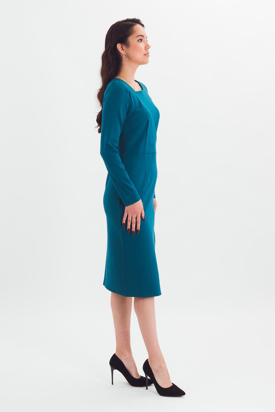 Платье-футляр трикотажное тёмно-бирюзовое Braslava(фото3)