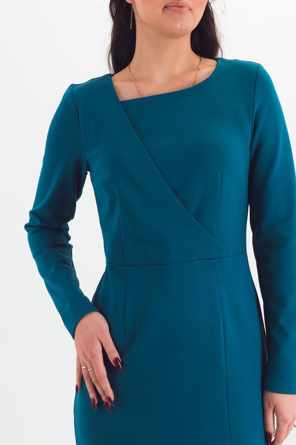 Платье-футляр трикотажное тёмно-бирюзовое Braslava(фото2)