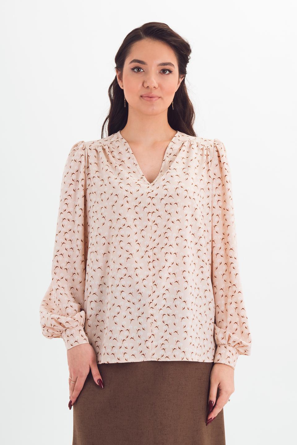 Блузка бежевая с принтом Braslava(фото2)