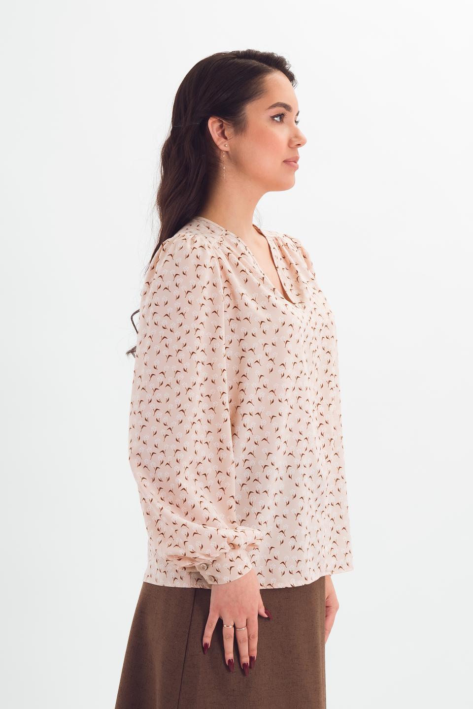 Блузка бежевая с принтом Braslava(фото5)