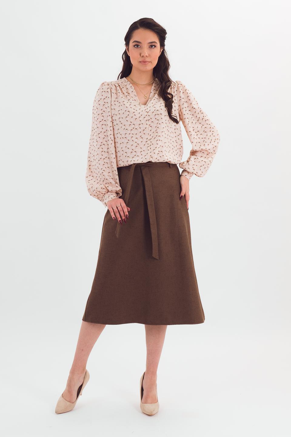 Блузка бежевая с принтом Braslava(фото3)