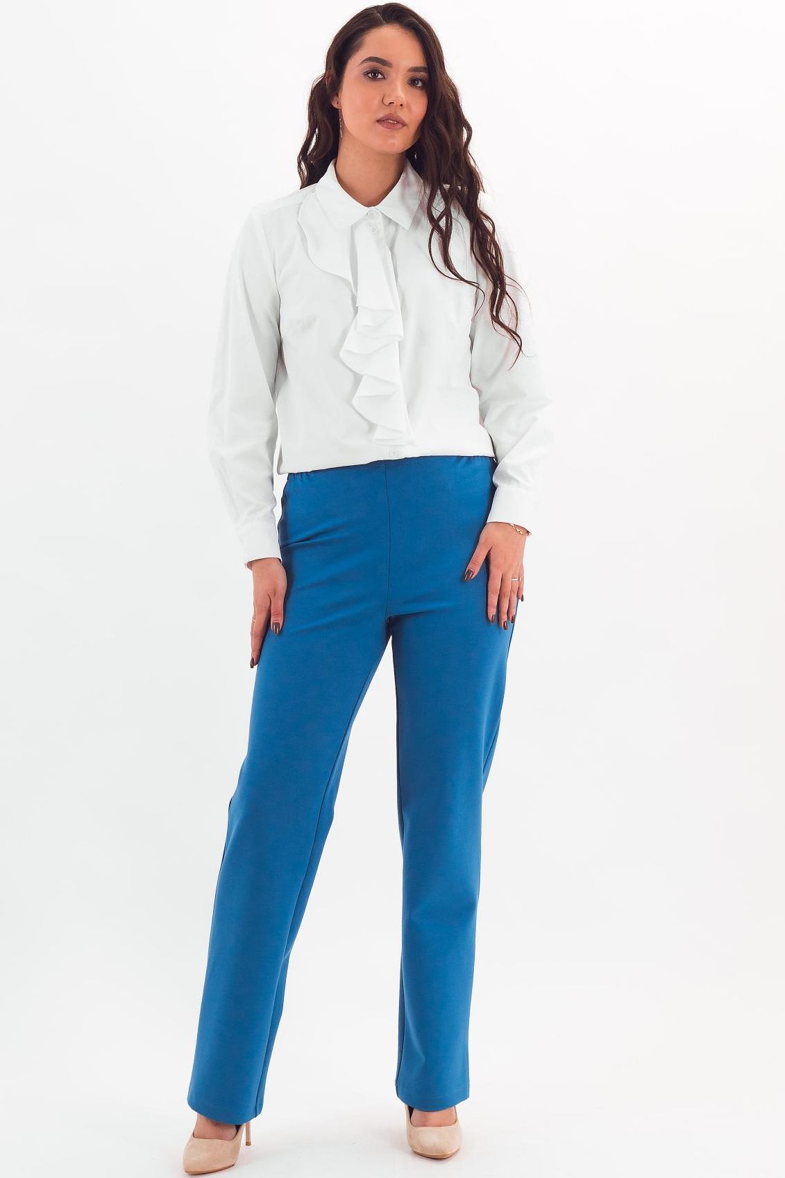 Брюки однотонные светло-синего цвета Braslava