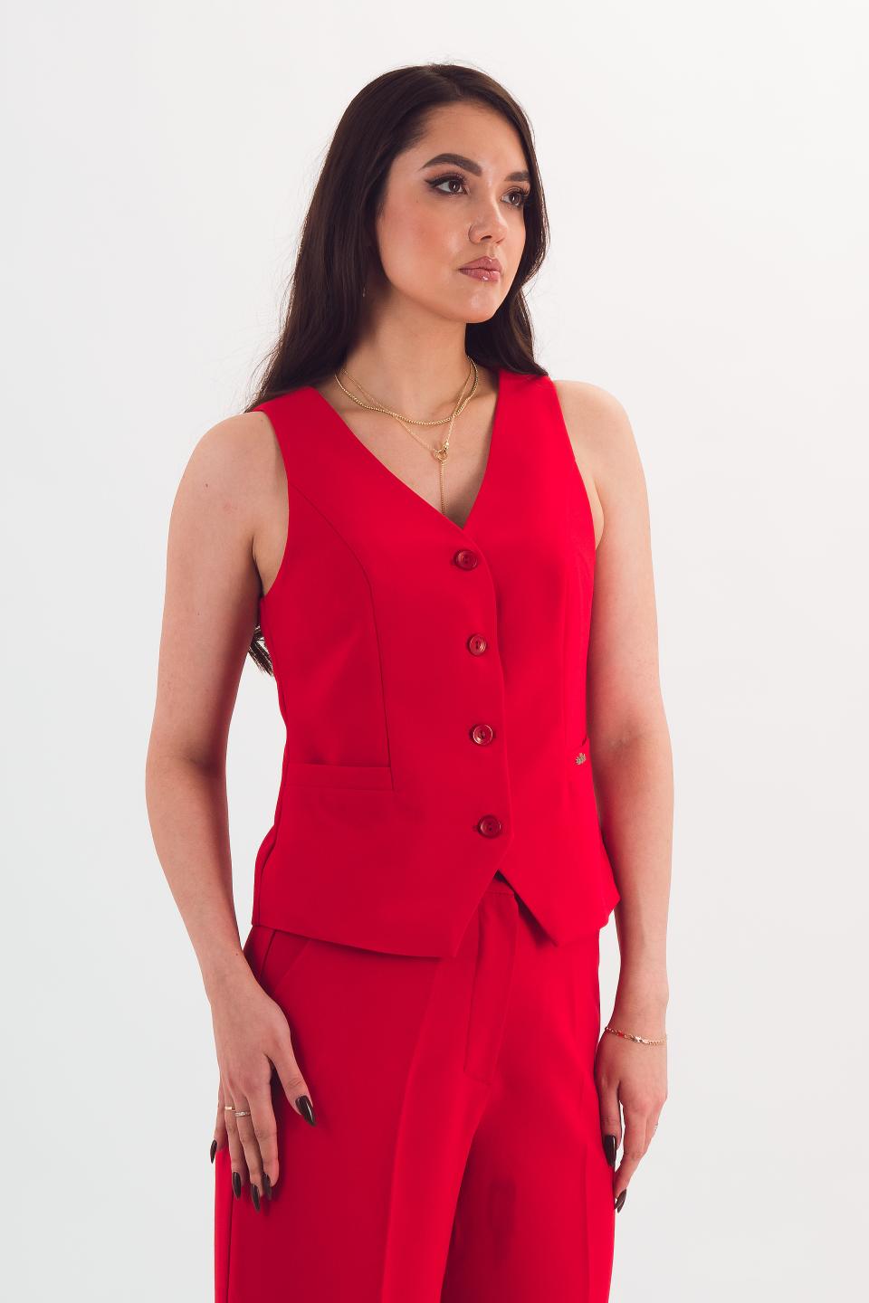 Жилет укороченный красного цвета Braslava(фото4)