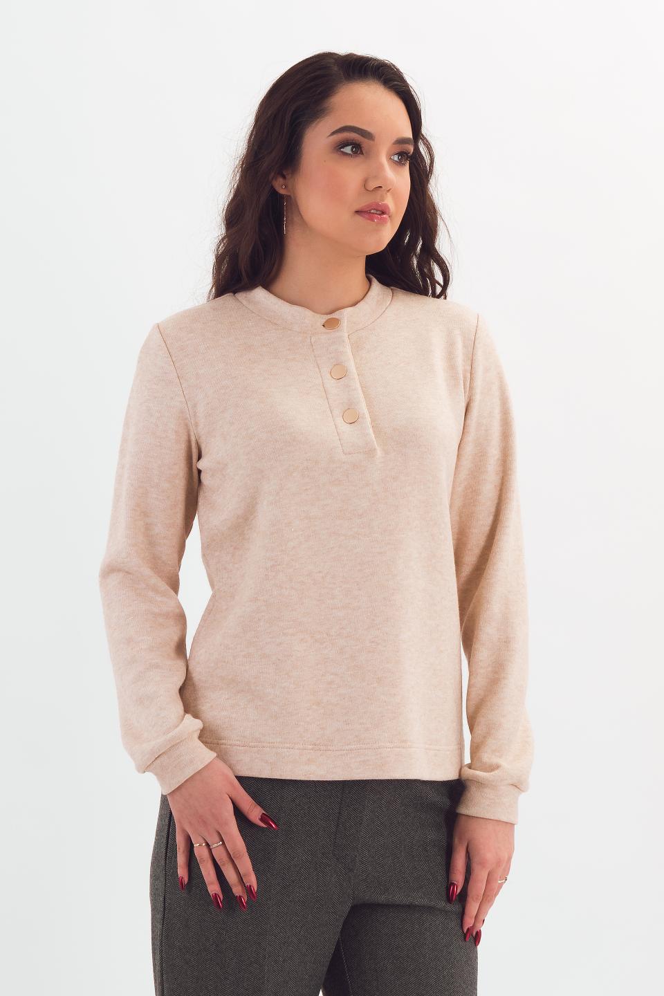 Джемпер светло-бежевый с застёжкой поло Braslava(фото3)