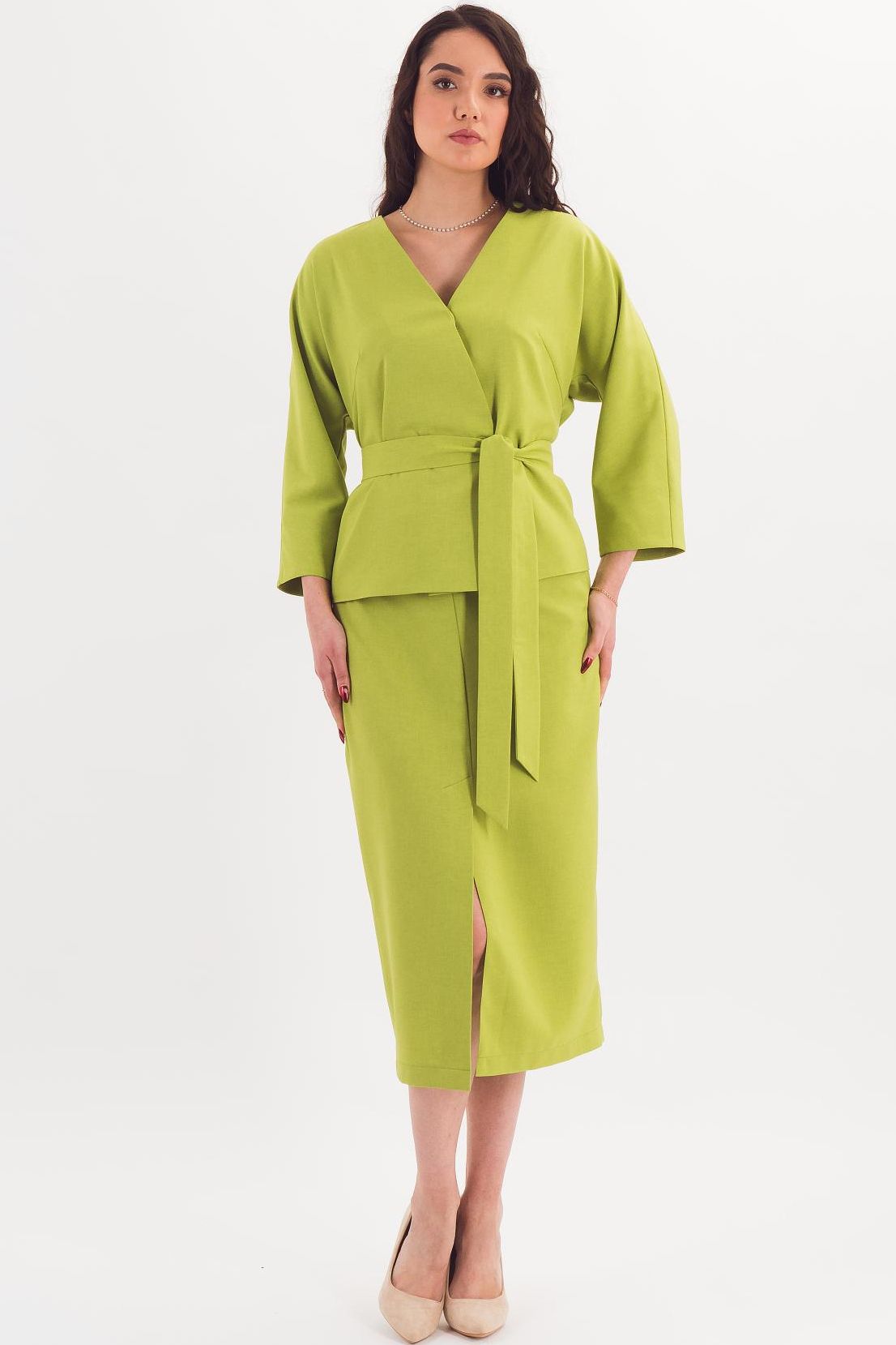 Юбка удлинённая светло-зелёного цвета Braslava