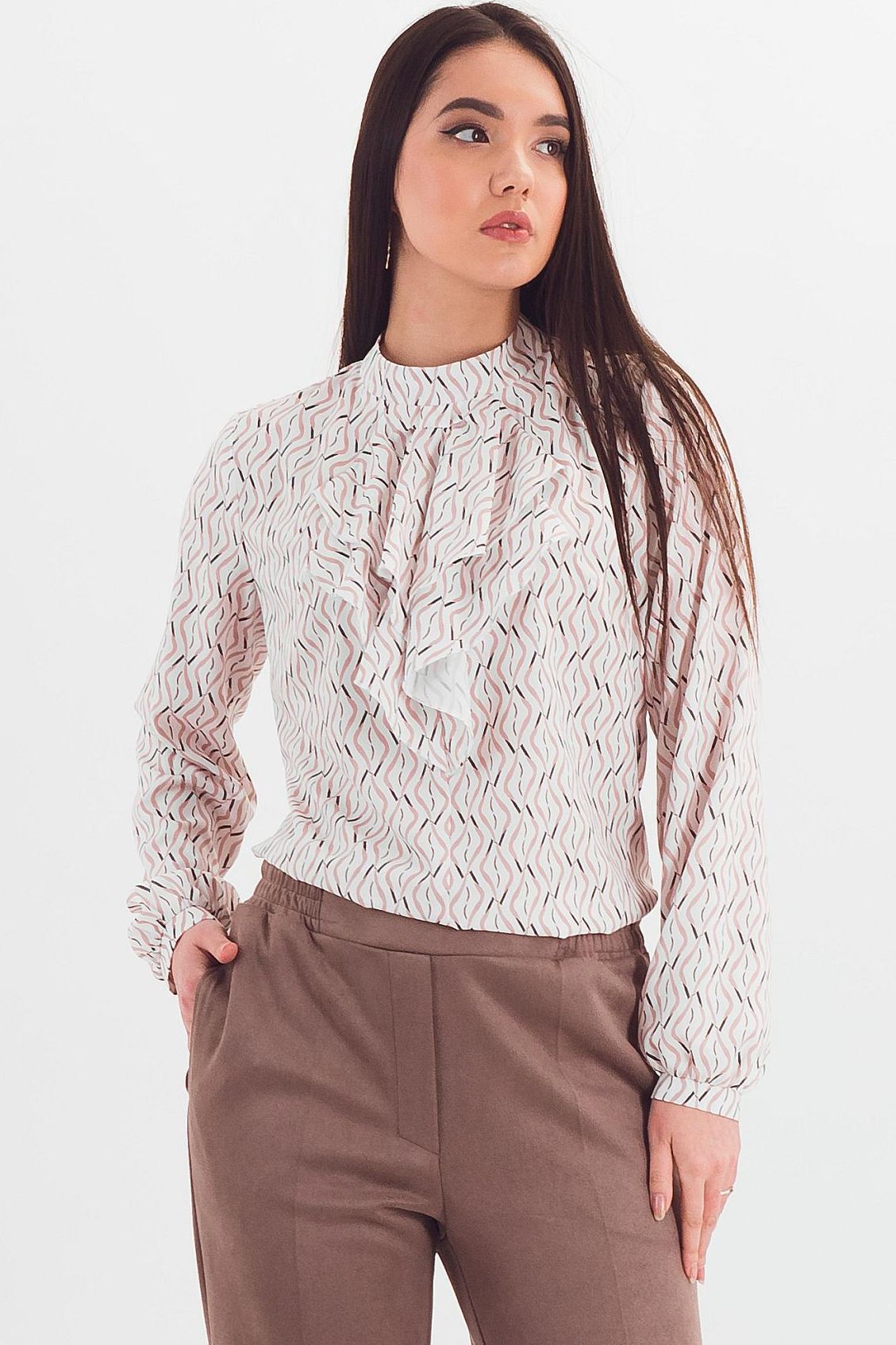 Блузка молочного цвета с принтом Braslava