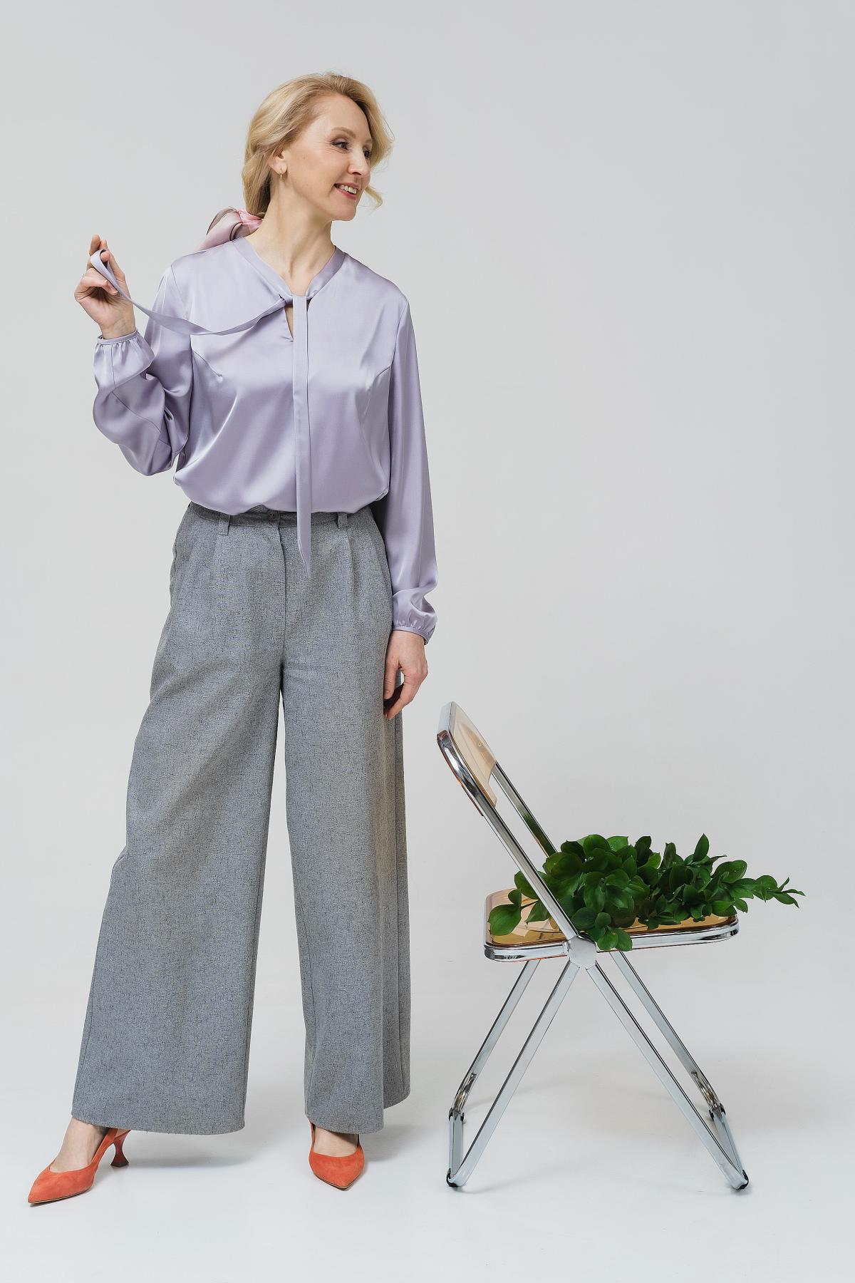 Блузка шёлковая серо-сиреневая Braslava(фото2)