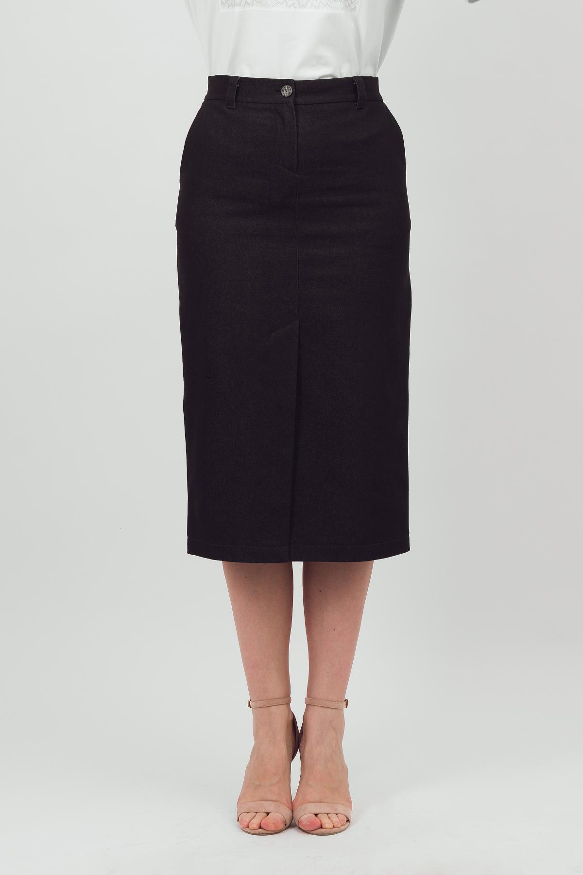 Юбка-карандаш чёрная из джинсы Braslava(фото2)