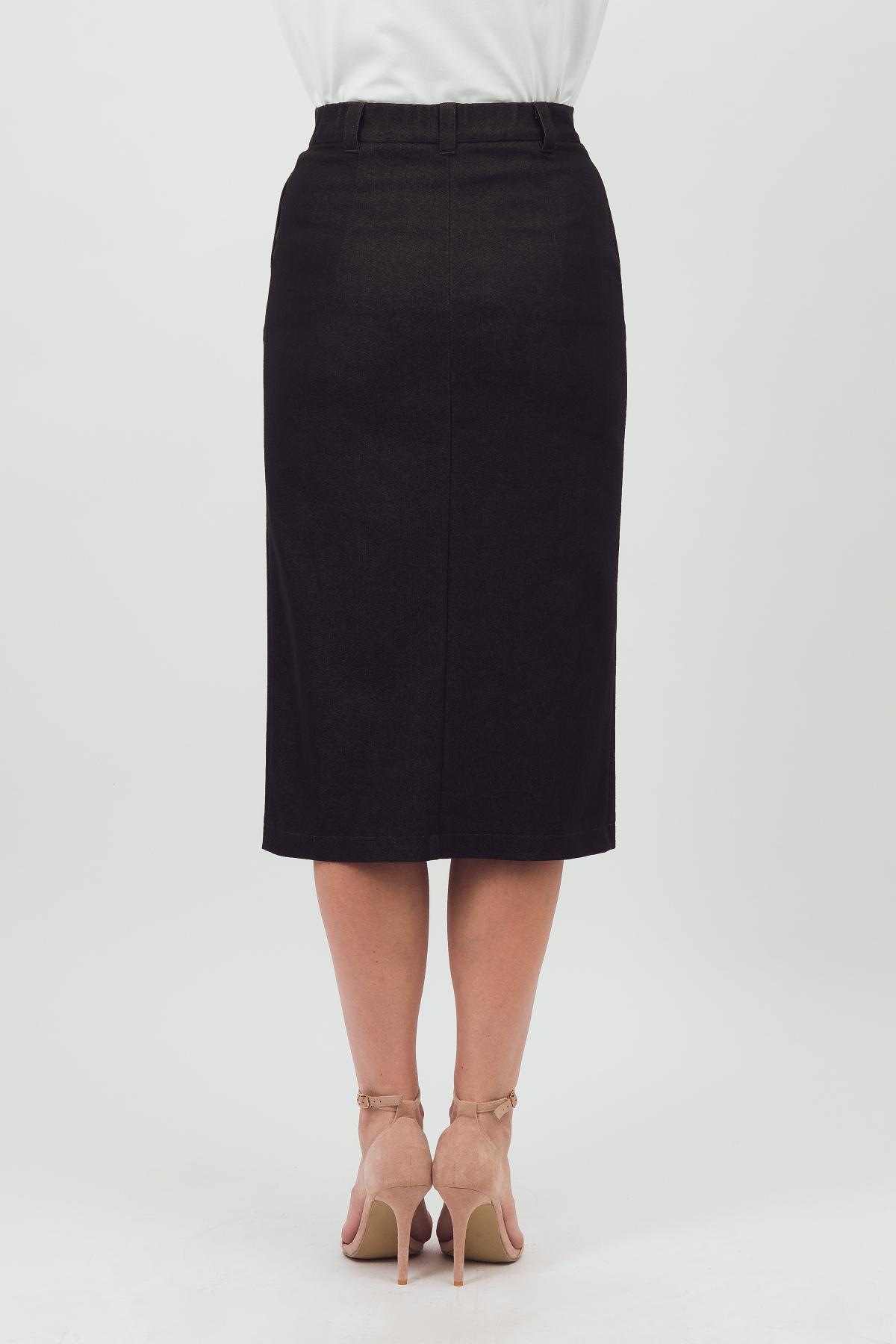 Юбка-карандаш чёрная из джинсы Braslava(фото4)