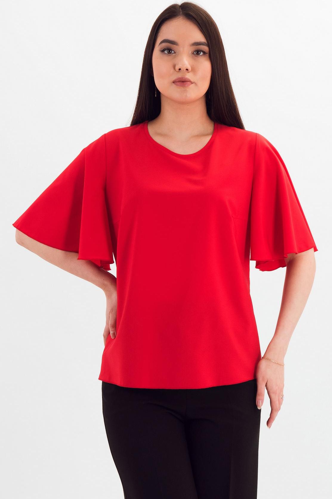 Блузка красная с игривым рукавом-крылышком Braslava