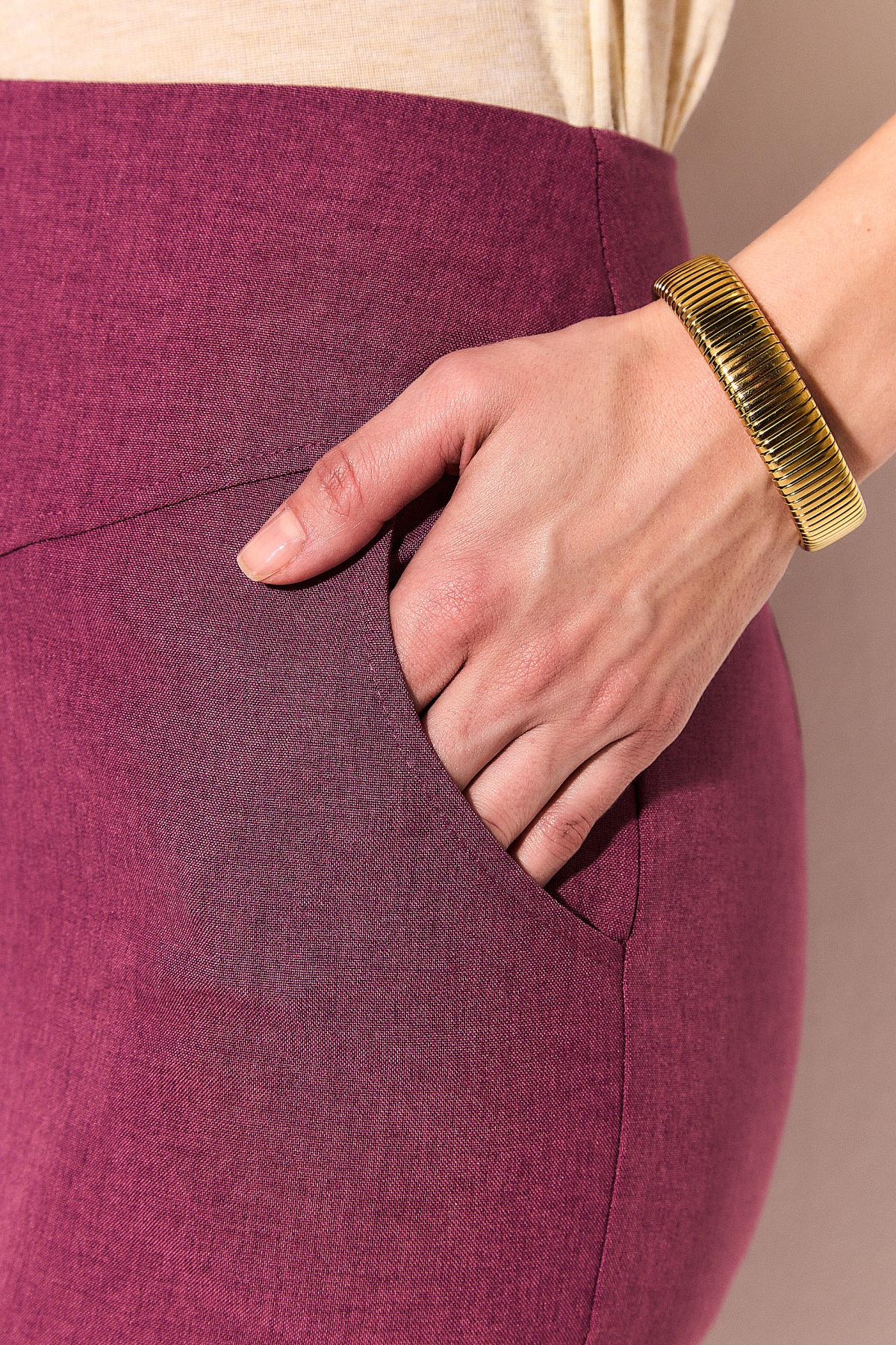 Юбка-карандаш брусничного цвета Braslava(фото4)