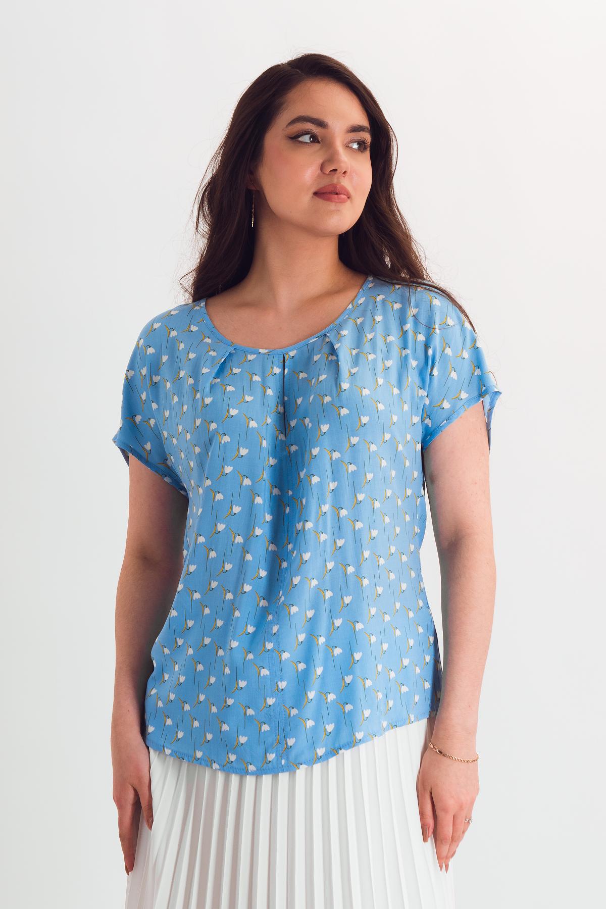 Блузка лёгкая голубого цвета с цветочным принтом Braslava(фото2)