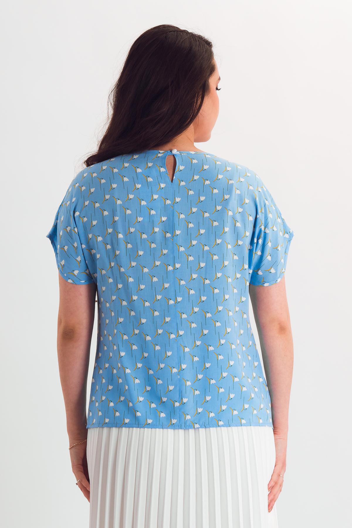 Блузка лёгкая голубого цвета с цветочным принтом Braslava(фото5)