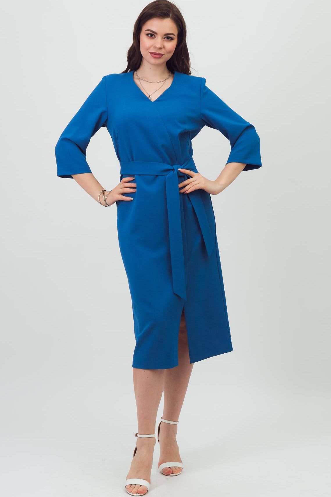 Платье синее с поясом Braslava