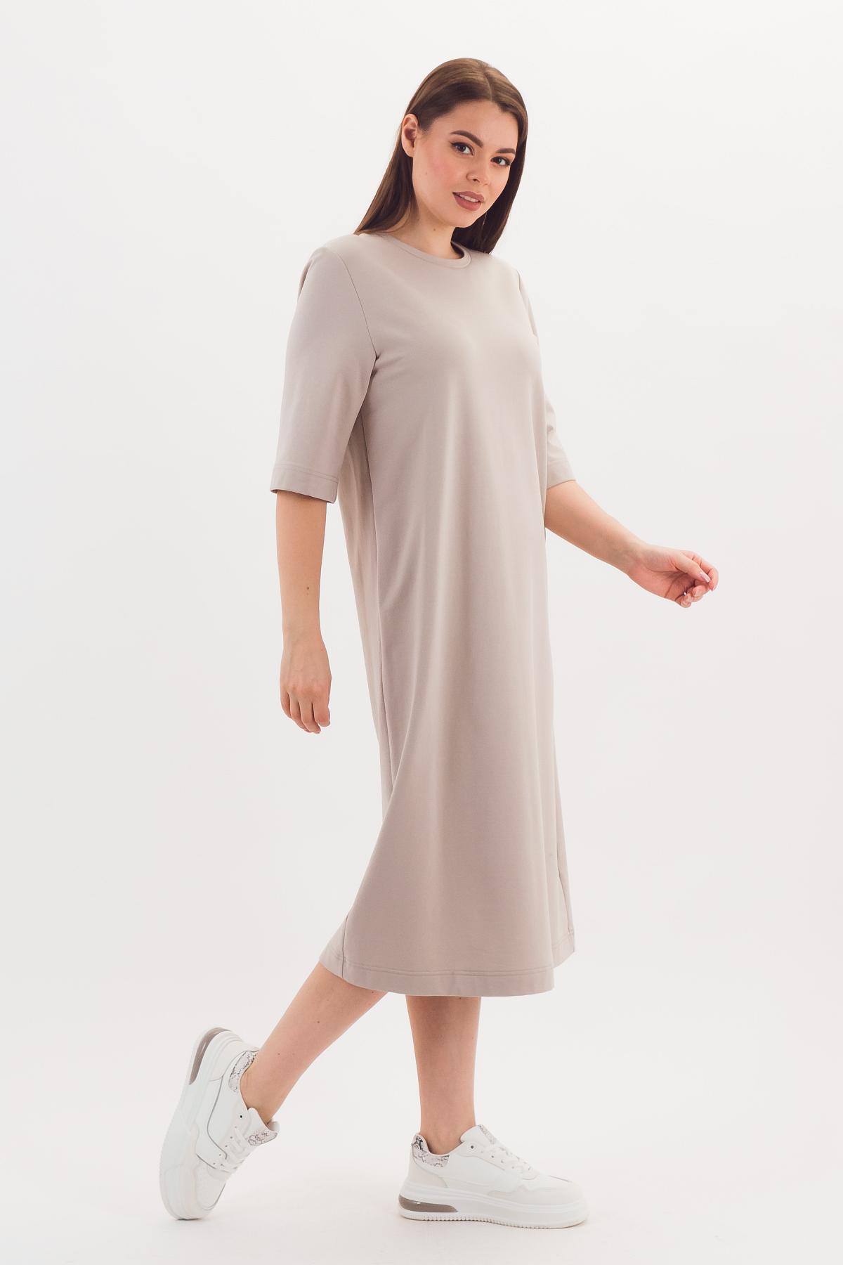 Платье трикотажное светло-бежевое Braslava(фото3)