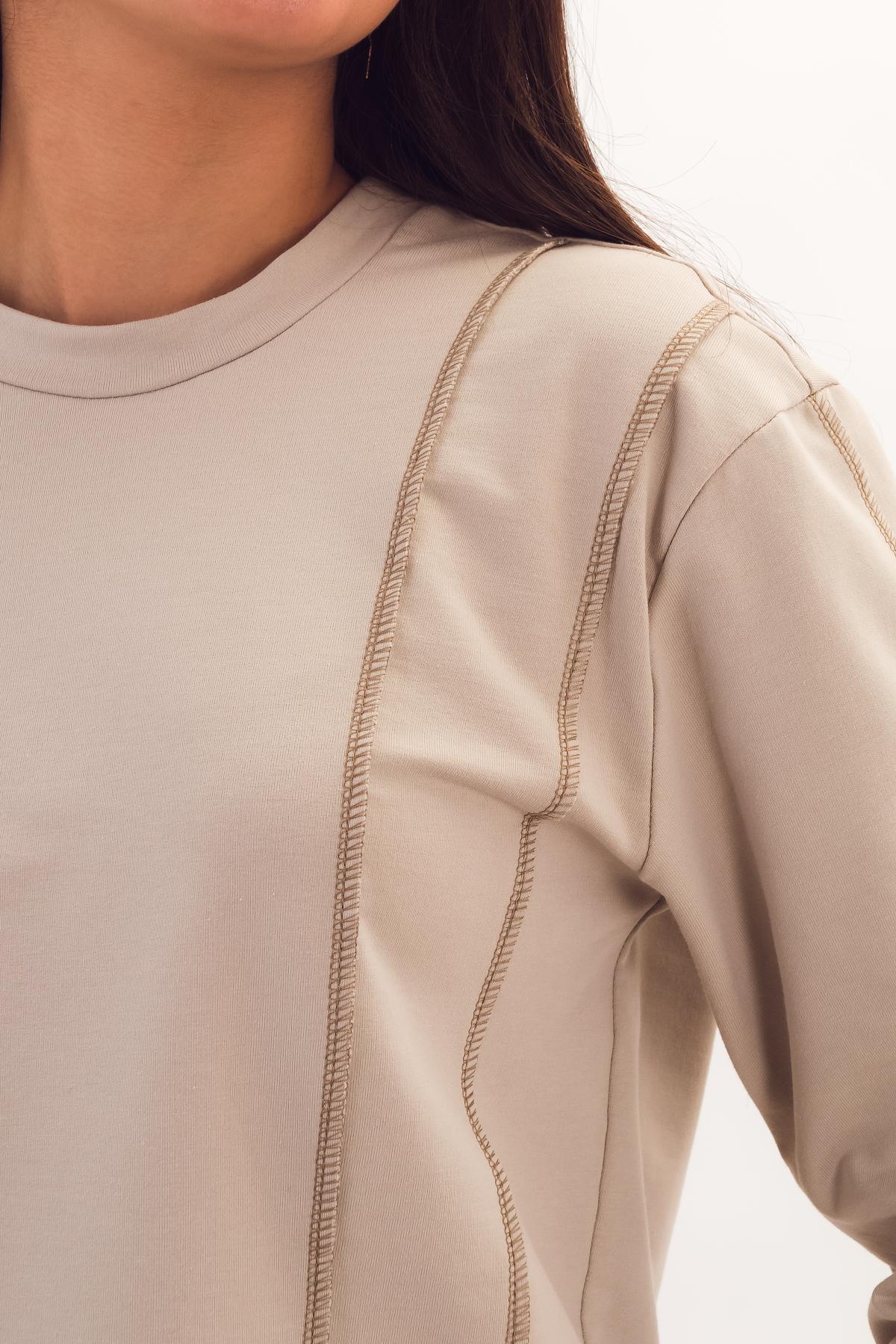 Джемпер светло-бежевый из футера Braslava(фото3)