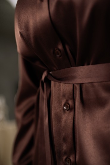 Рубашка коричневого цвета с поясом Braslava(фото7)